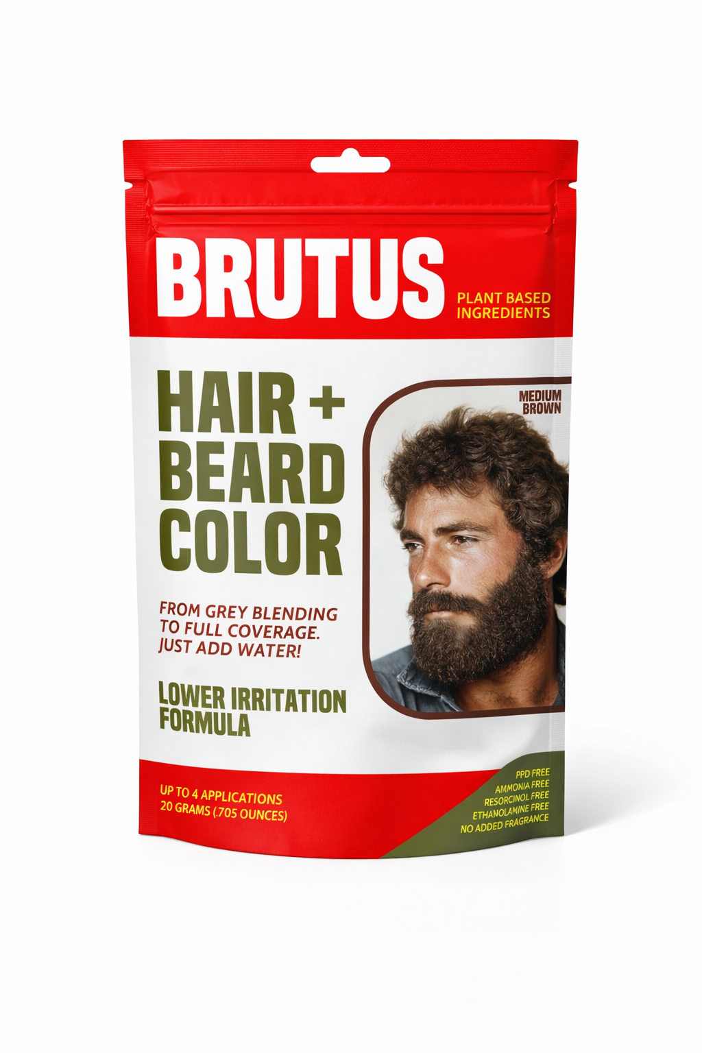 Medium Brown Hair + Beard Color Kit - 4 Pack
